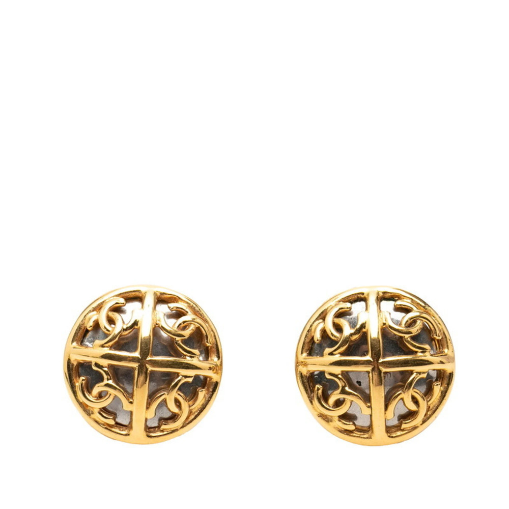 CHANEL Authentic Vintage Green Logo Earrings